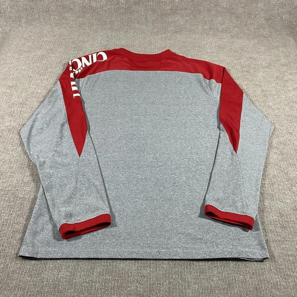 Adidas Cincinatti Bearcats Shirt Mens Large Long Sleeve Grey Red Spellout Player